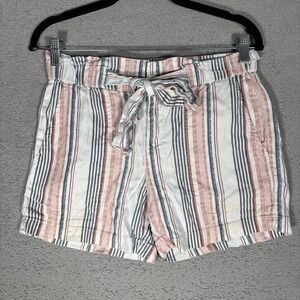 Liverpool Los Angeles Shorts Women's 4/27 Soft Blue Red Stripes Coastal‎ Resort